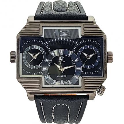 Grosse montre homme noire pas cher avec cadran XXL rectangulaire